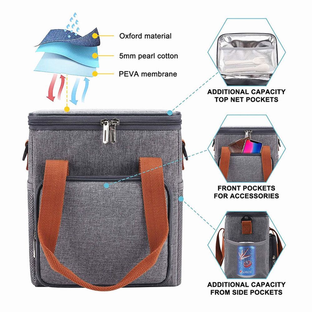 Insulated Lunch Bag with Shoulder Strap for Work and Travel
