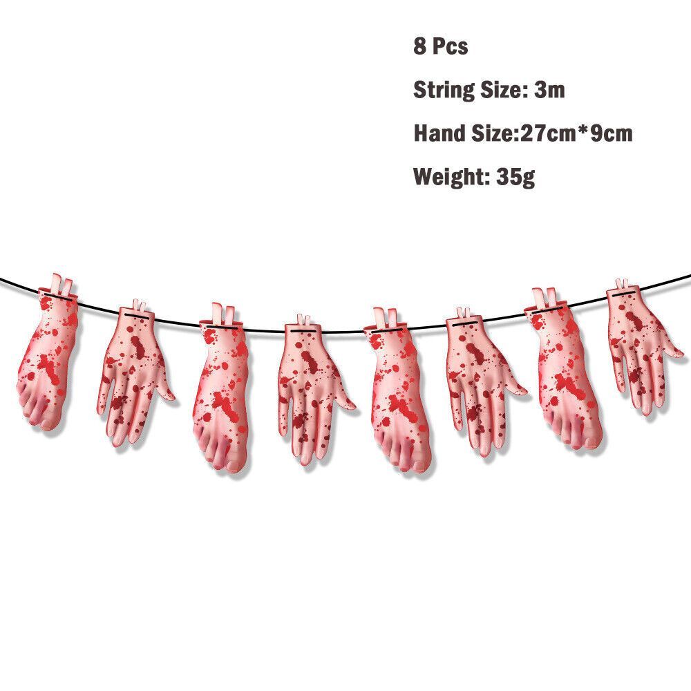 3pcs Halloween Paper Banner Bloody Scary Hanging Decoration Party Supplies