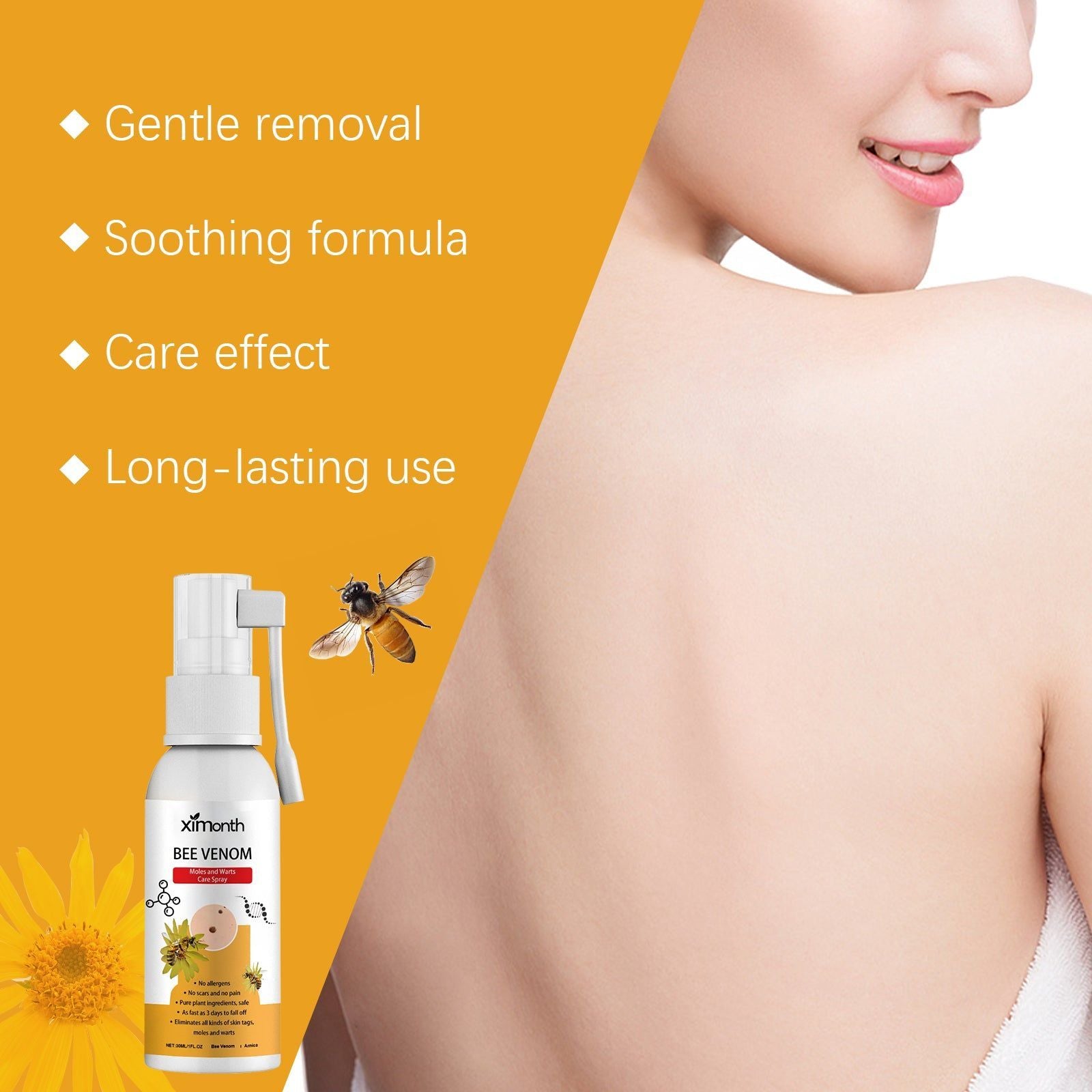 Beesvenom Wart & Skin Tag Spray, Natural Body Care, Fast Skin Repair ,30ml