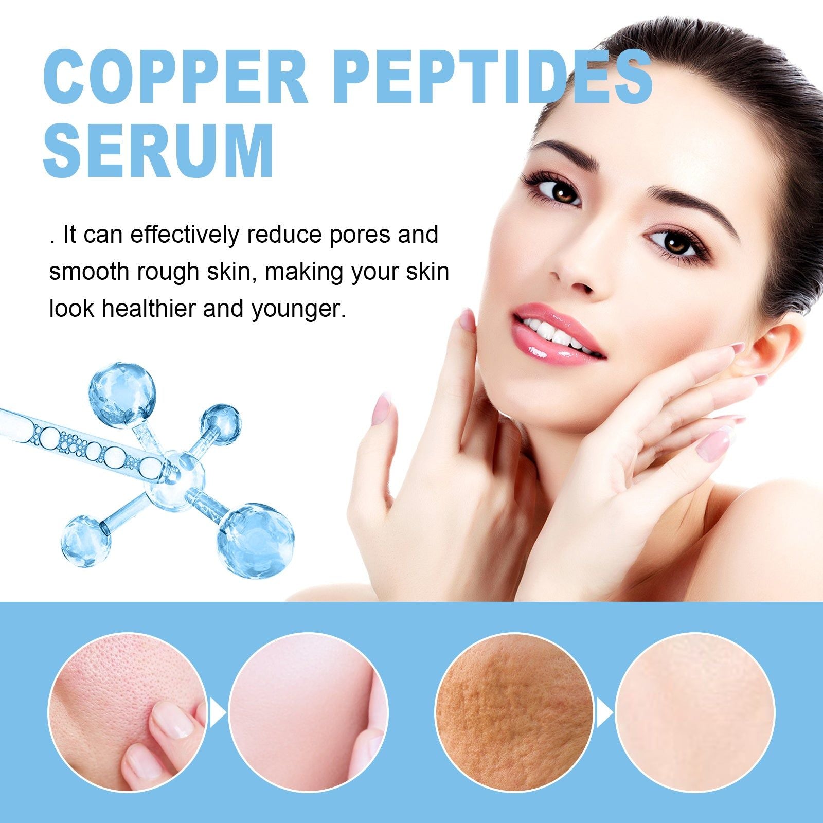 Copper Peptides Serum for Pore Tightening, Anti-Aging, Hydrating, Brightening ,30ml