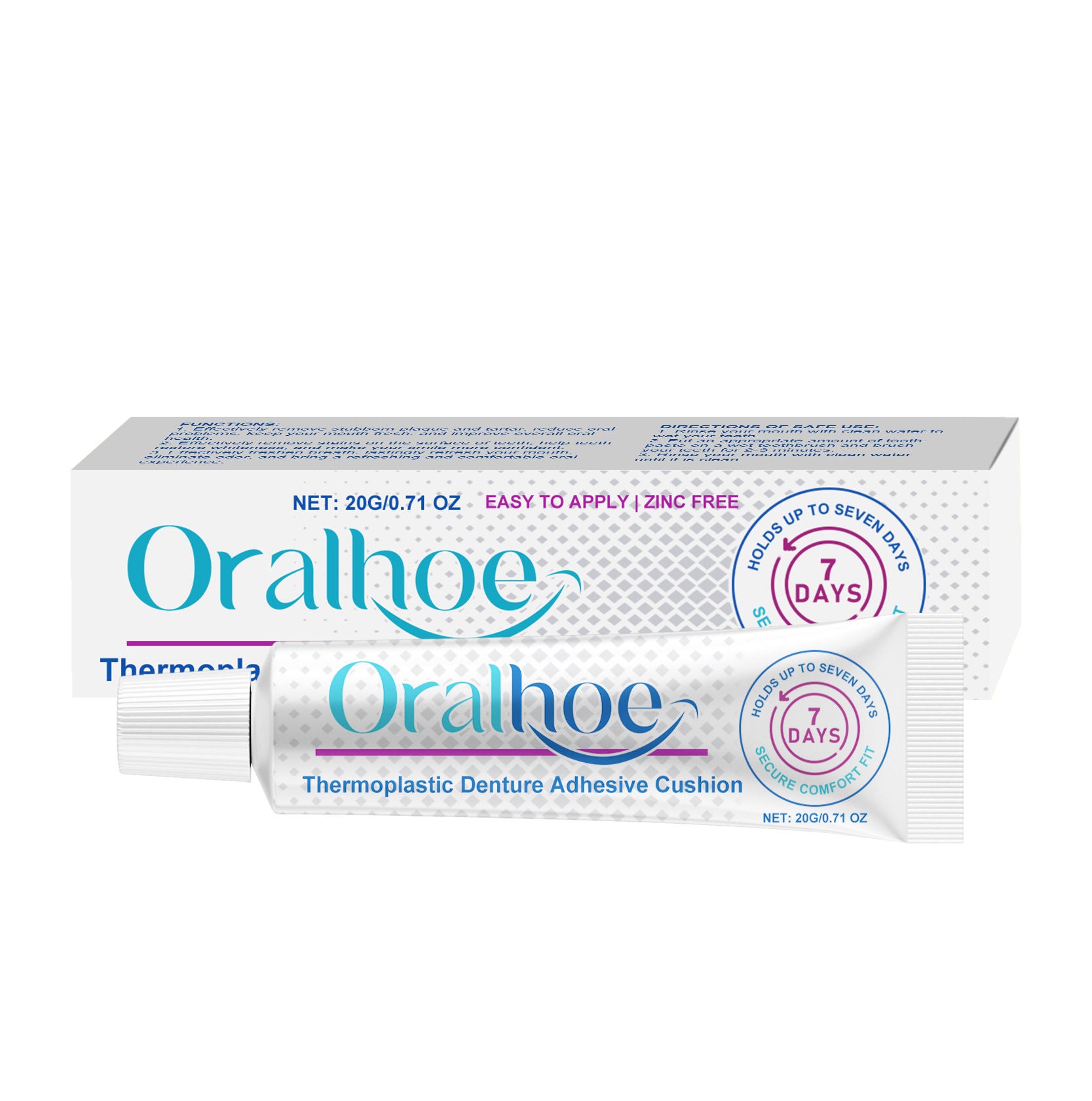 Denture Fixative, Long-Lasting Adhesive for Comfortable Denture Care, Up to 7 Days ,20g