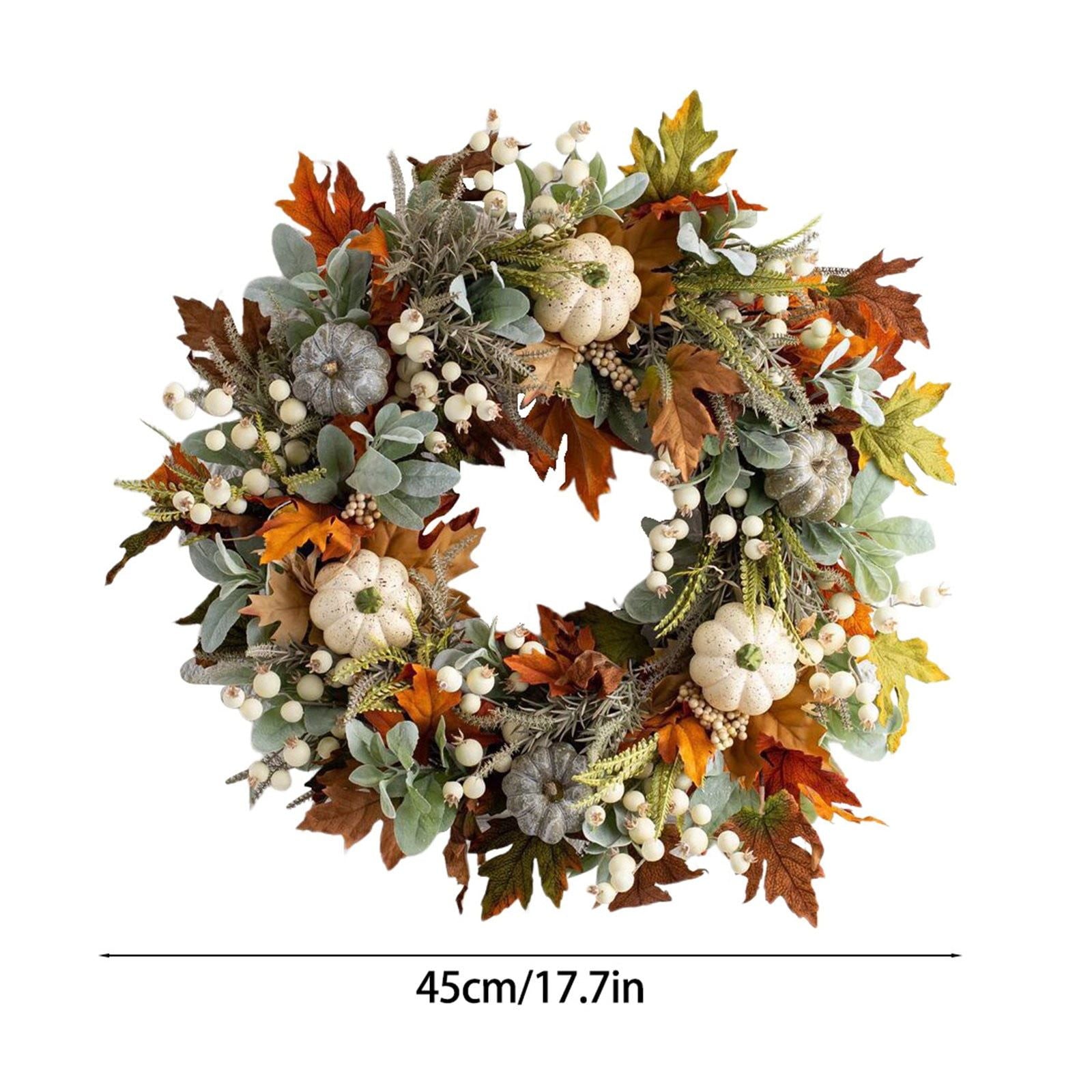 Autumn Wreath Front Door Decoration  Pumpkin Wreath Thanksgiving Home Decorations