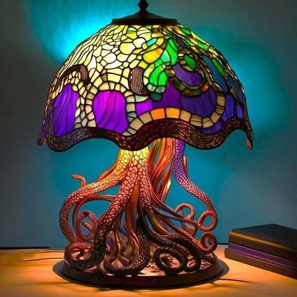 Stained Glass Mushroom Octopus Table Lamp