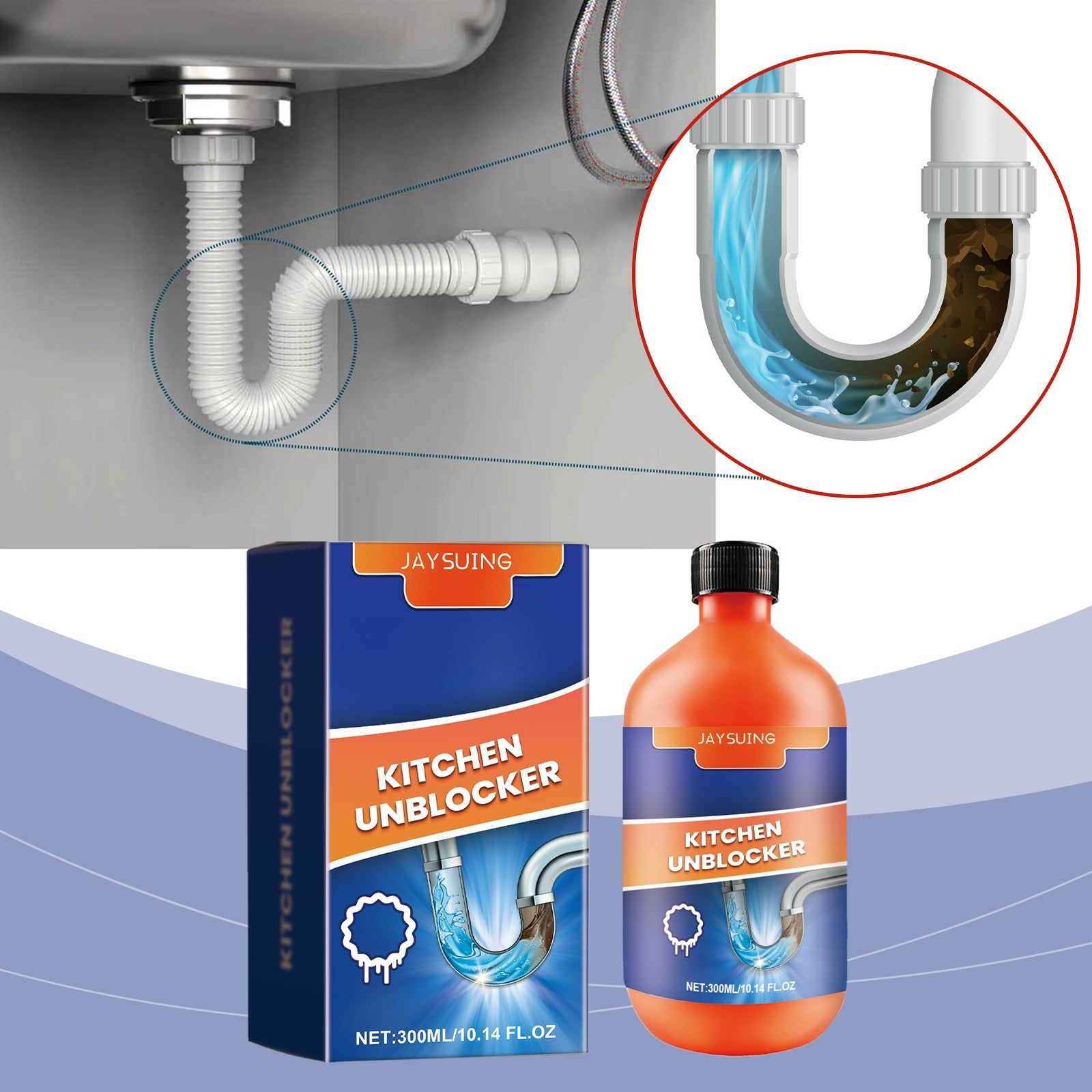 Pipe Cleaner, Fast Drain Blockage Removal, Eco-Friendly Kitchen Solution ,300ml