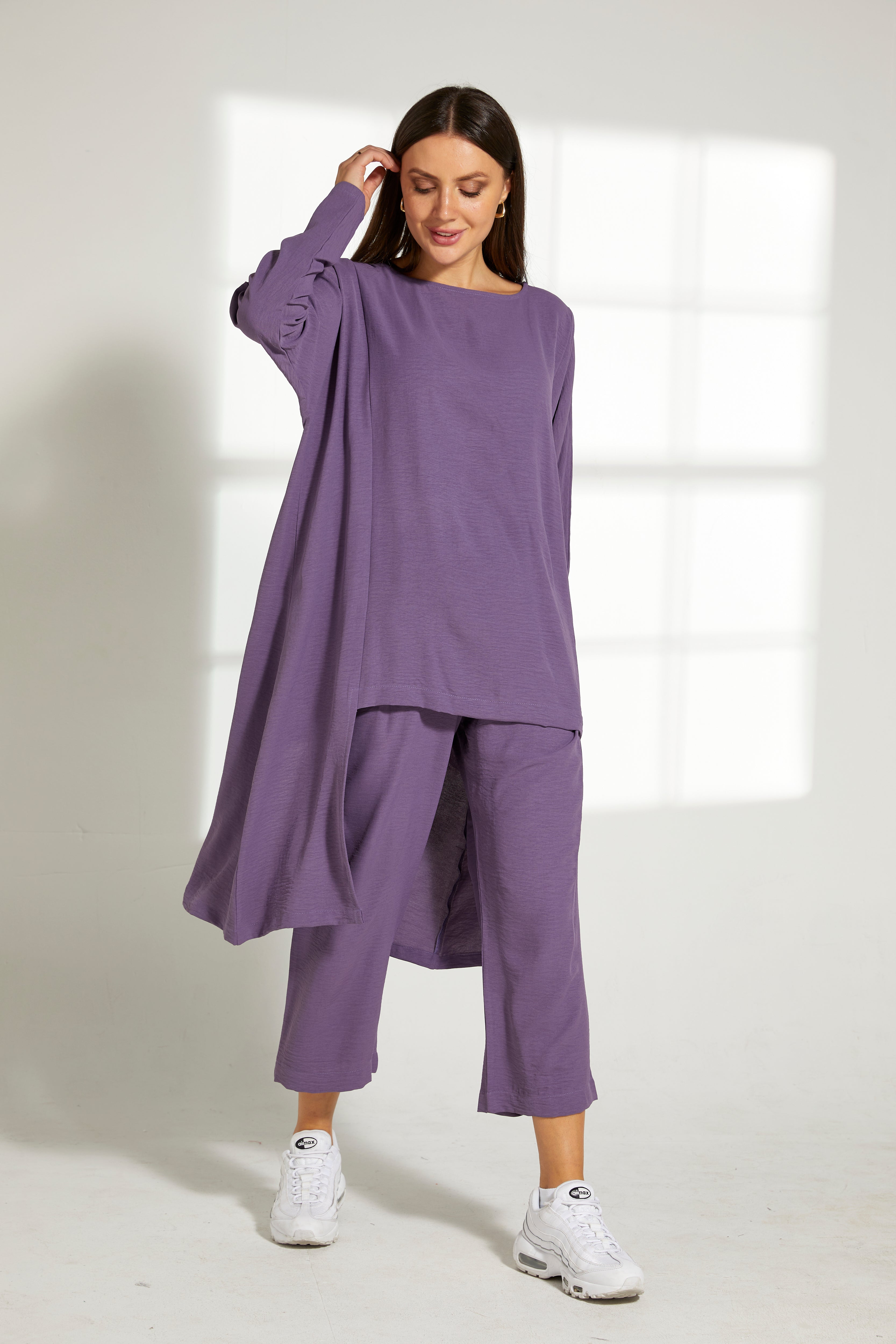 MOiSTREET Purple CEY Fabric Top and Pants Set