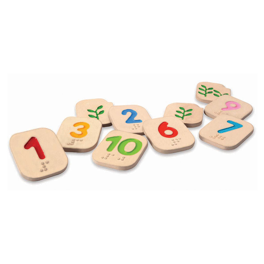 أرقام برايل من 1 إلى 10 من PlanToys — مجموعة تعليمية خشبية لتعلم لغة برايل