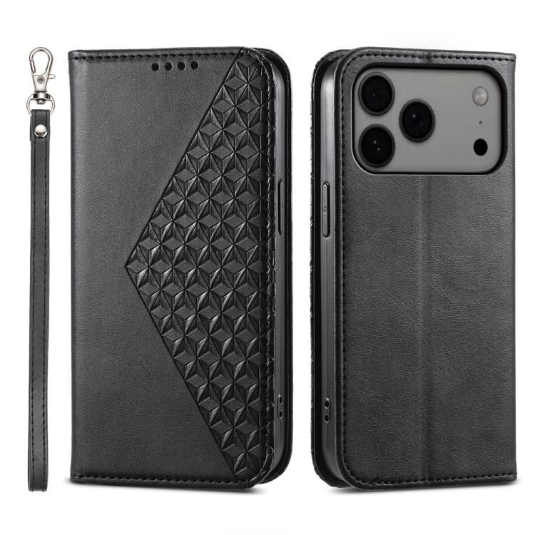 For iPhone 18 Pro Max / iPhone 17 Pro Max Cubic Grid Calf Texture Magnetic Leather Phone Case