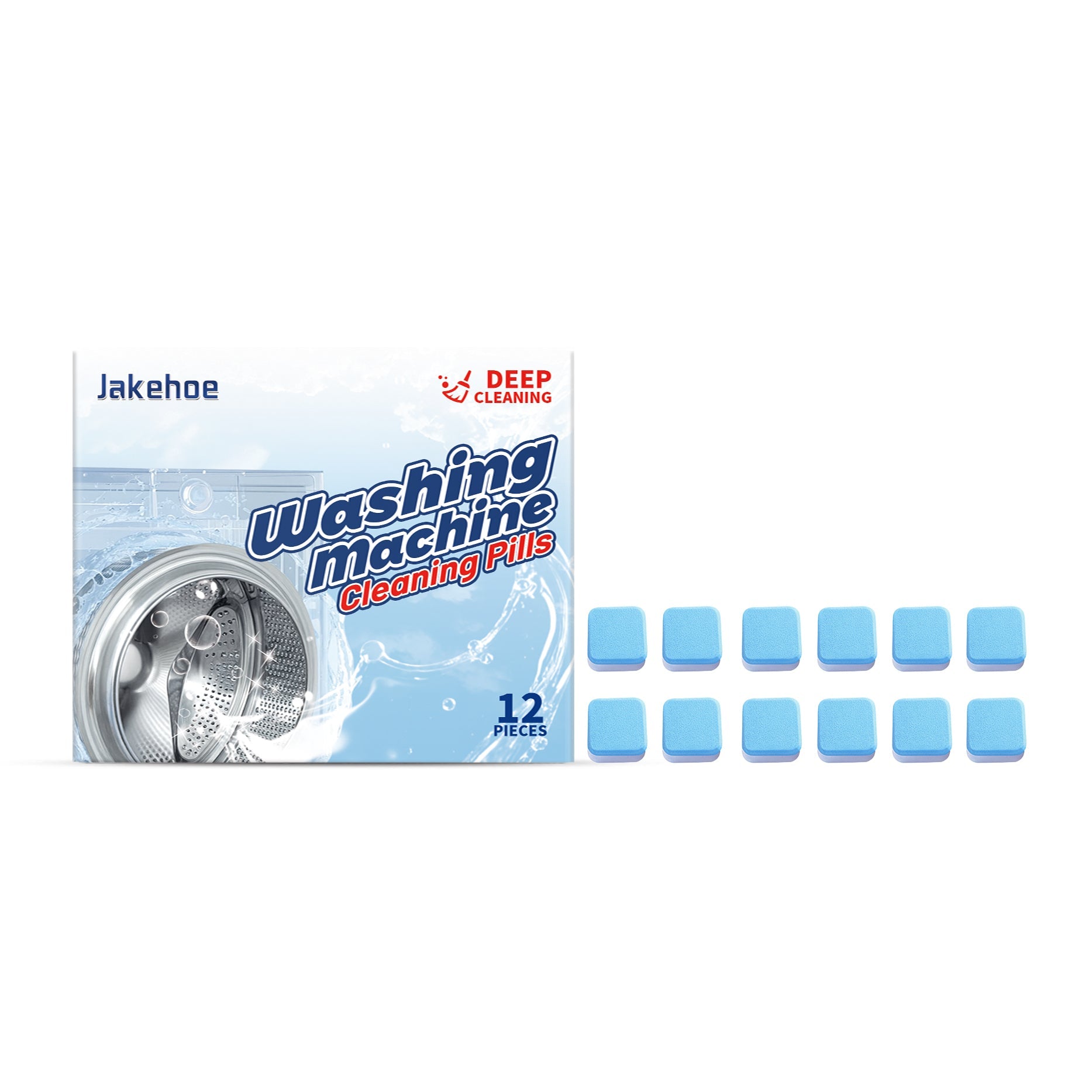 Deep Cleaning Washing Machine Tablets, Odor Removal, Stain & Residue Cleaner ,12pcs
