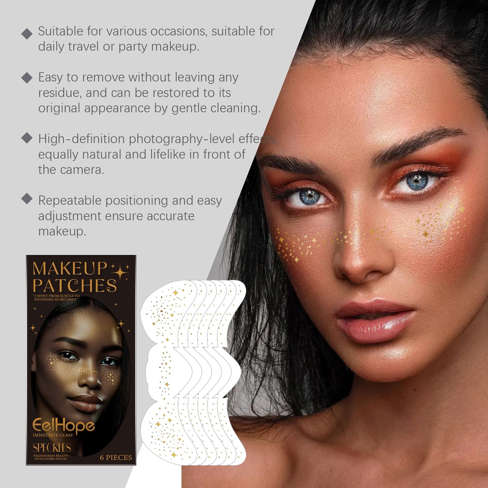 Create Natural Freckle Look with Waterproof Freckle Patch Stickers, Easy & Long-lasting ,6pieces