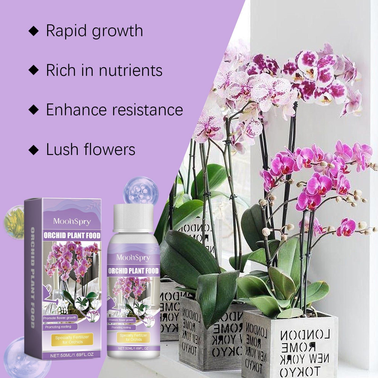 Boost Orchid Growth with Plant Nutrient Solution, Promotes Root Development, Vibrant Blooms ,50ml