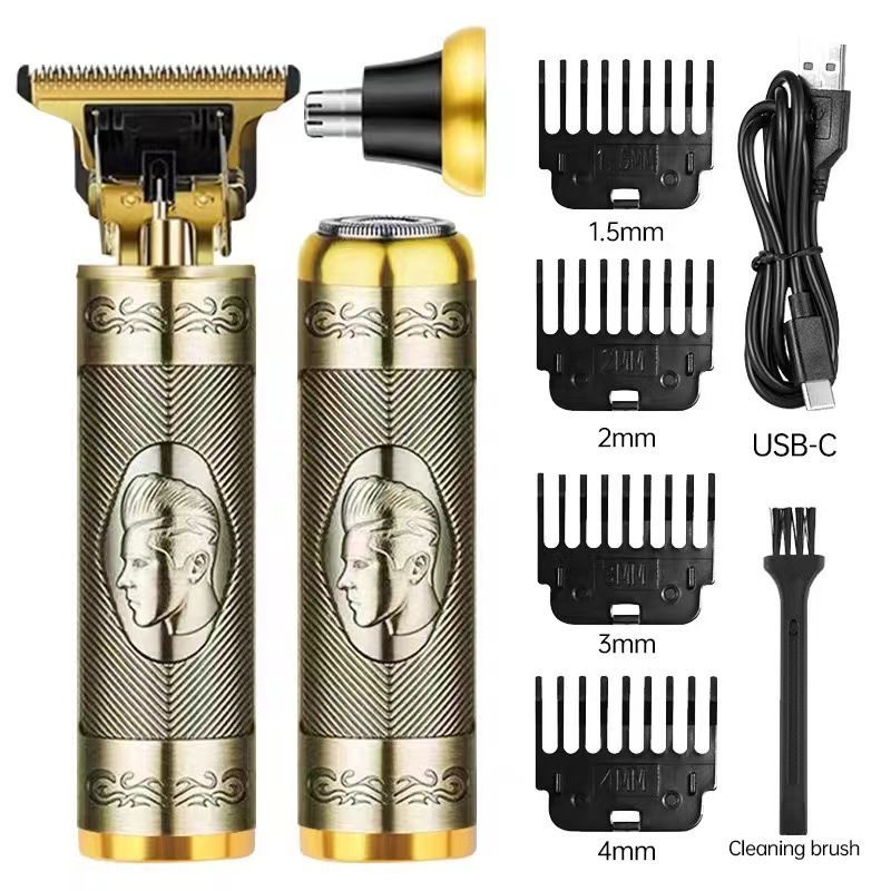3-in-1 Gold Electric Hair Clipper Titanium Alloy Grooming Kit for Men