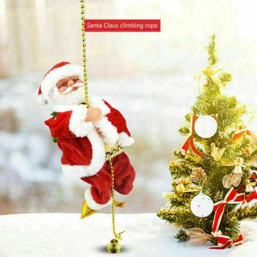 Santa Claus Musical Electric Doll Christmas Climbing Rope Santa Xmas Decor Gift Toy