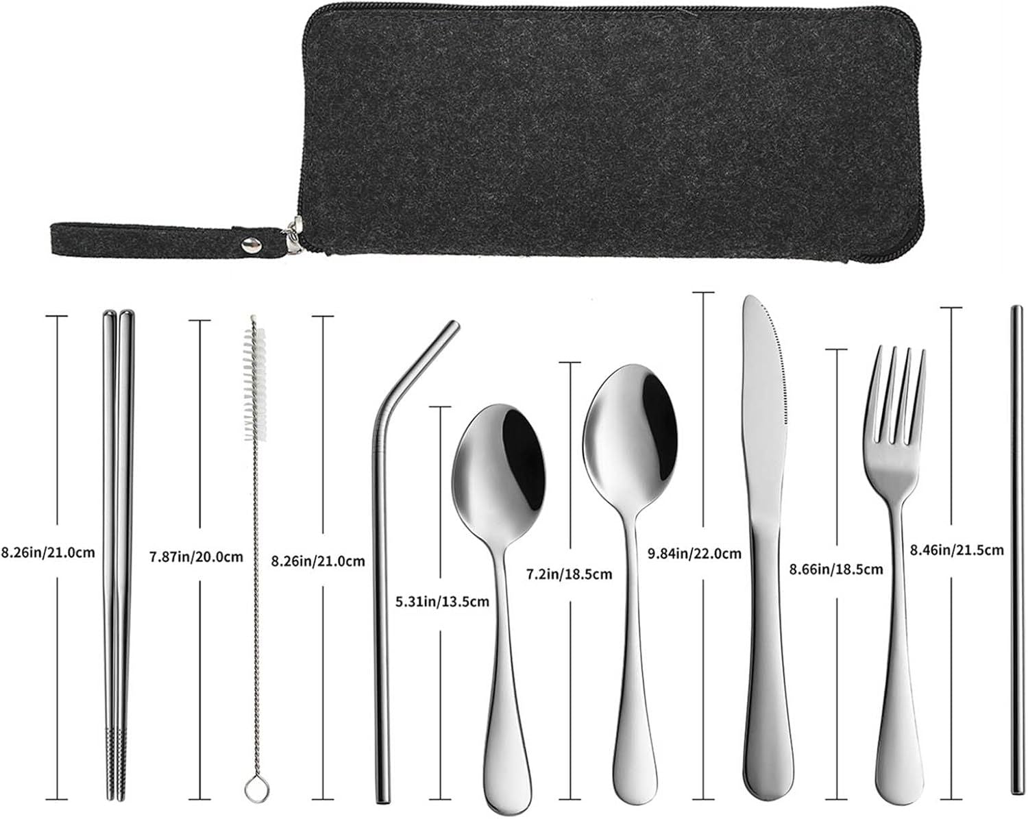 Portable Travel Utensils Set Reusable Silverware Flatware Set with Case