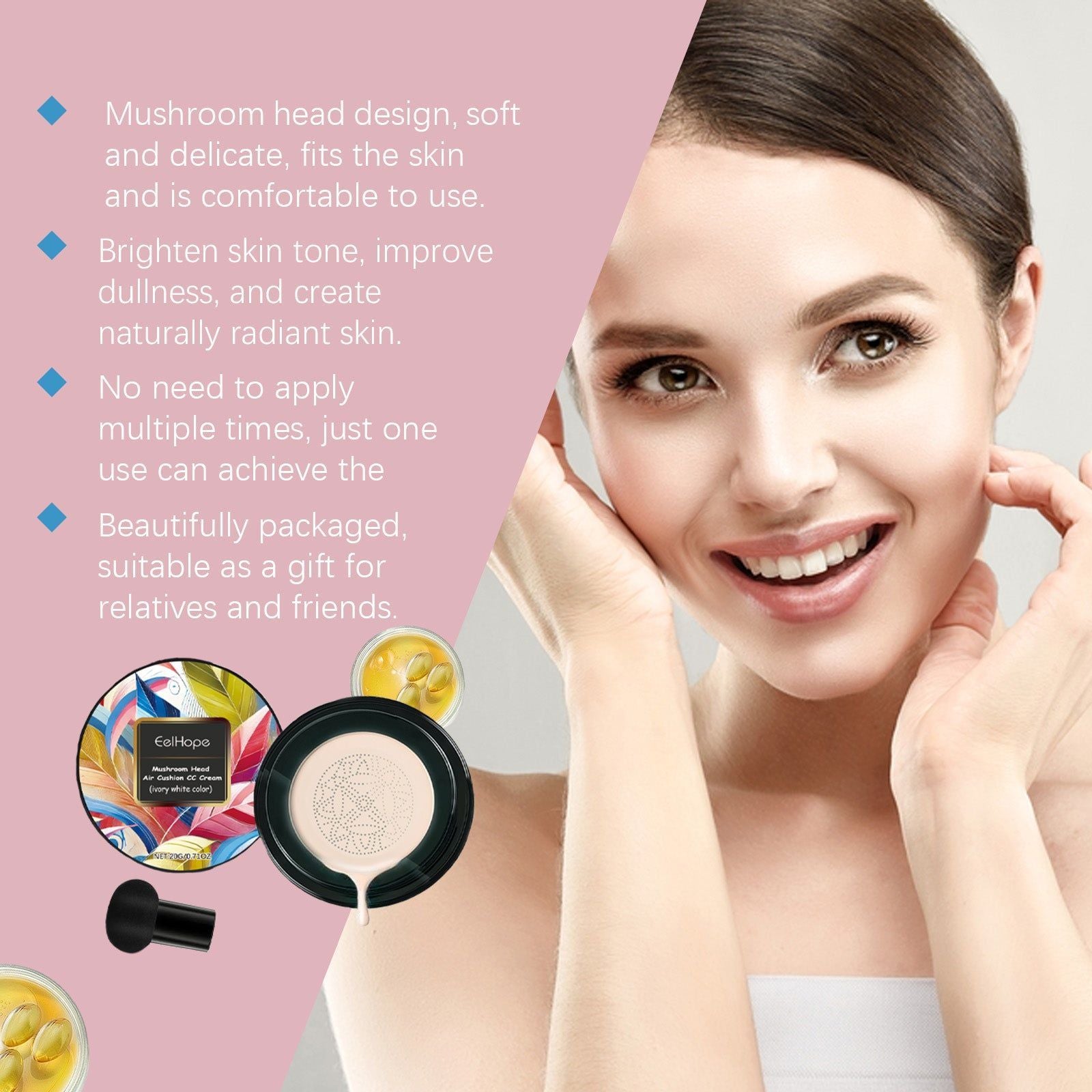 Air Cushion, Natural Flawless Makeup, Hydrating Poreless Concealer, Easy to Apply ,20g