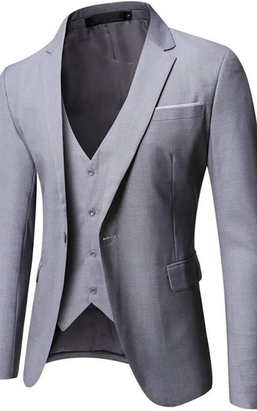 Light Gray Coat Pant Vest Tuxedo, Elegant Formal Attire for Weddings