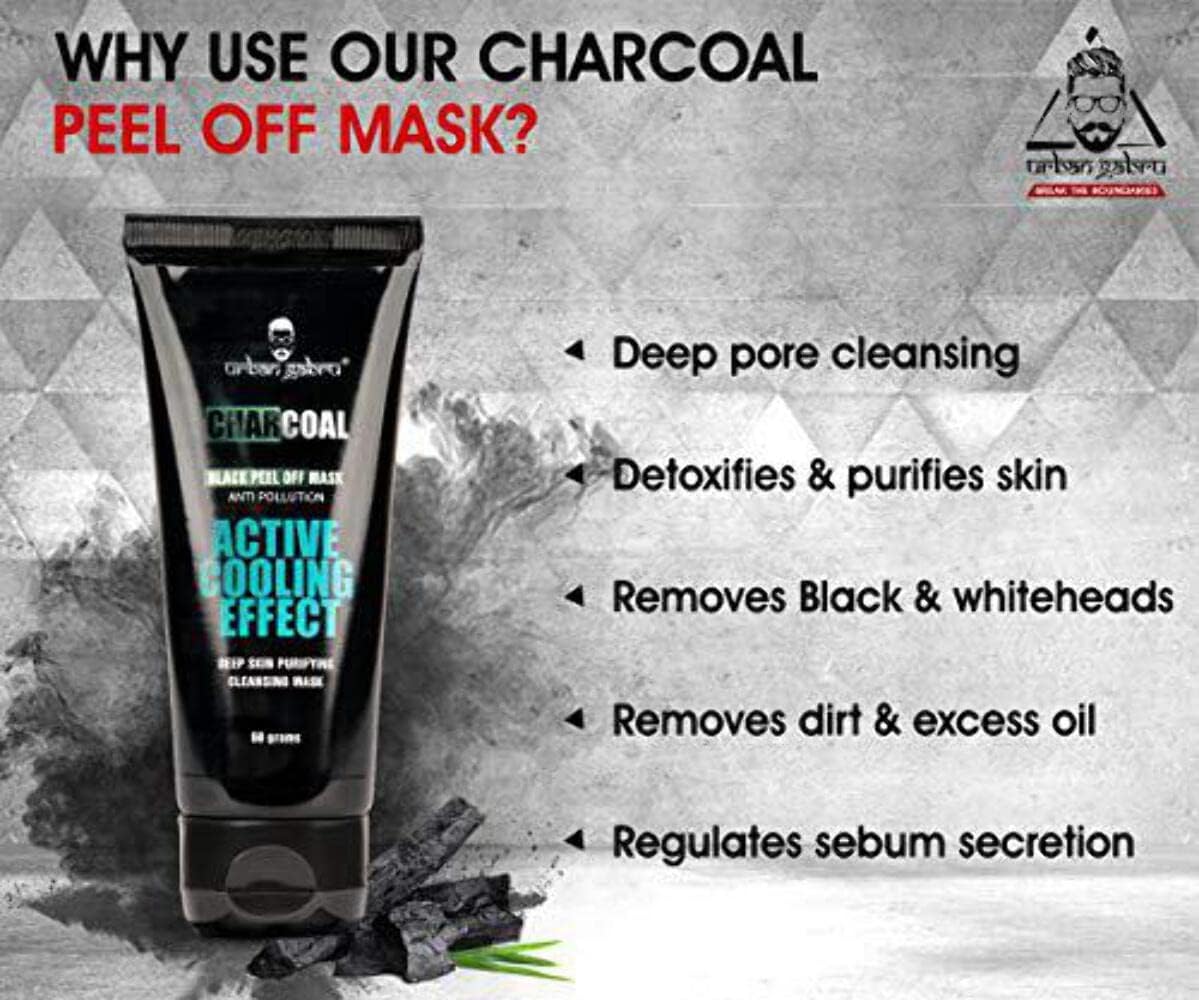 Urban Gabru Charcoal Peel Off Mask for Men & Women  120 g