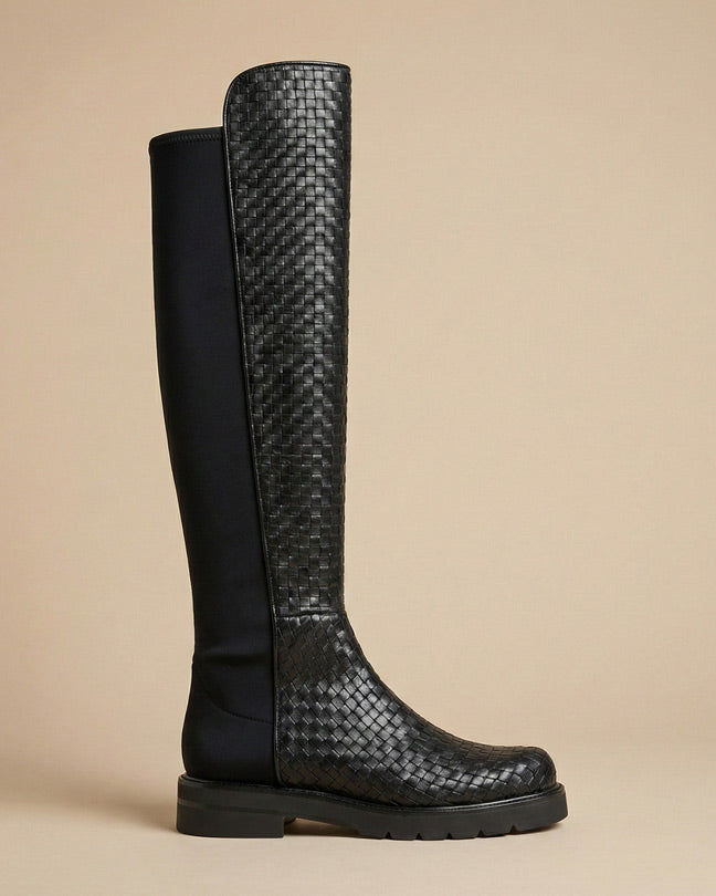 Stuart Weitzman 5050 lift woven black boots