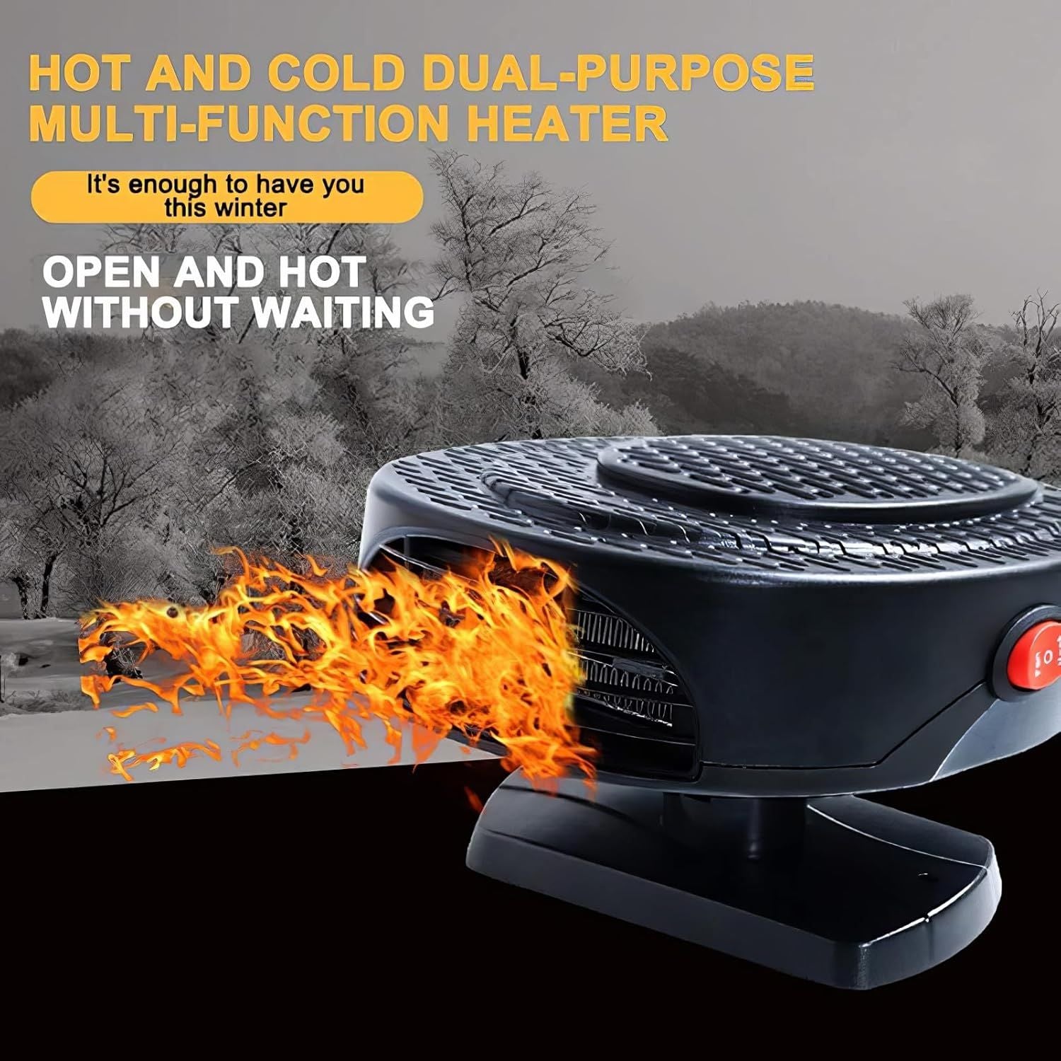 Car Heater 12V Car Fan Heater Rotatable Stand Fast Heating Defrost Defogger Demister