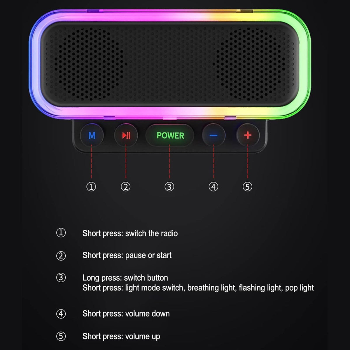 Bluetooth Speaker RGB Lamp Subwoofer Mechanical Keyboard Buttons Bluetooth Speaker