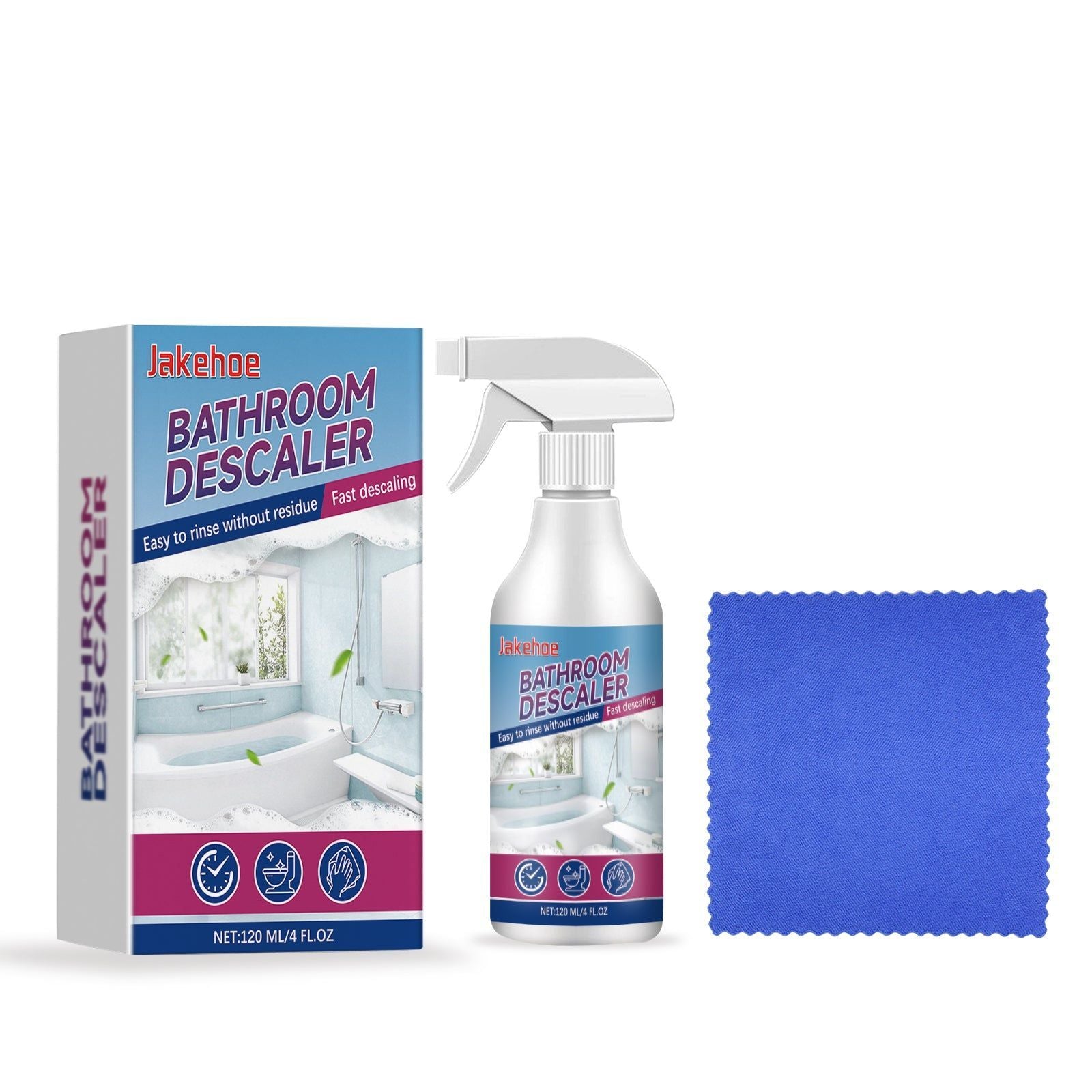 Bathroom Descaler, Powerful Cleaning Media for Glass, Tiles, Faucets ,1 set