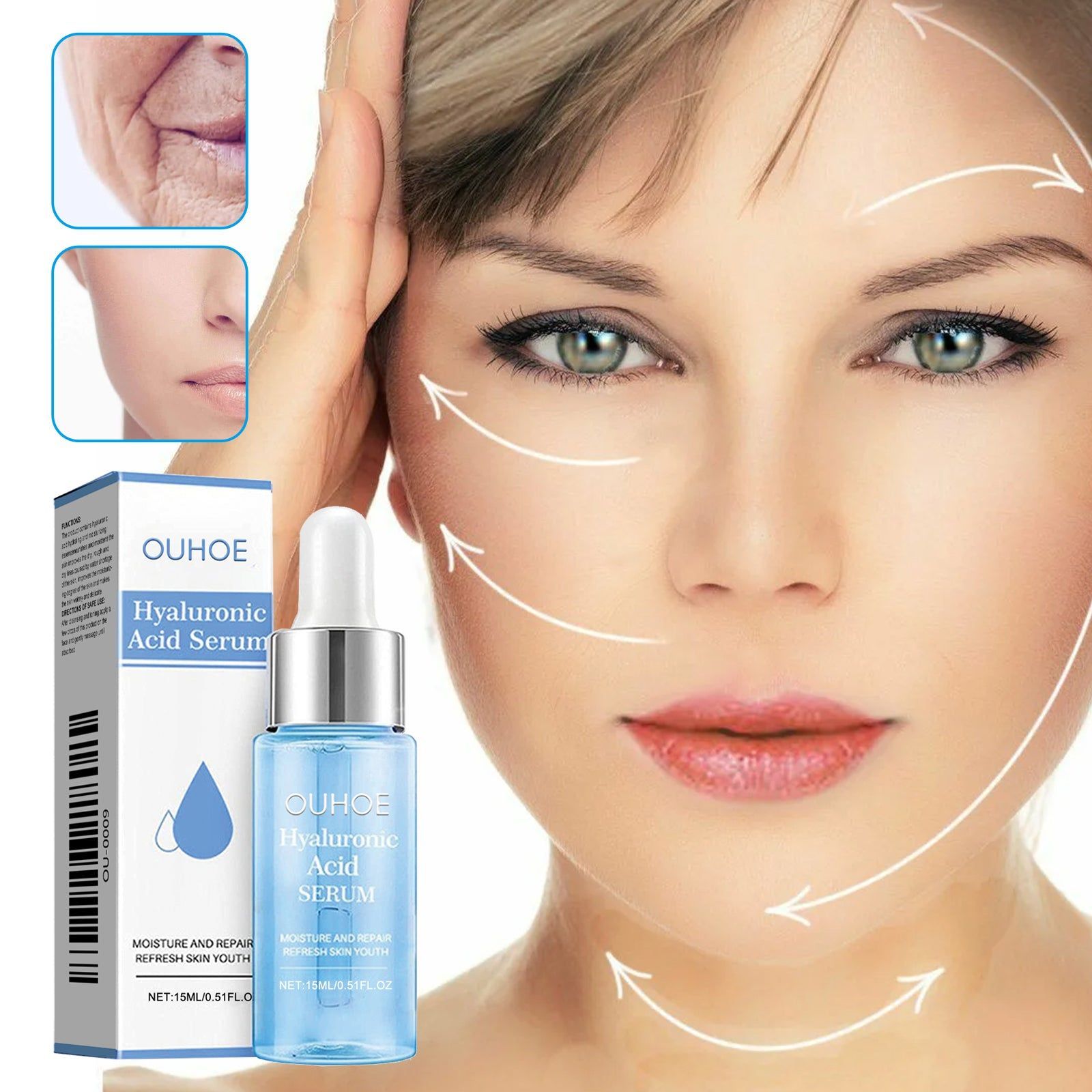 Deep Curing Hyaluronic Acid Serum, Fade Wrinkles, Hydrating, Anti-Aging, Skin Firming ,15ml