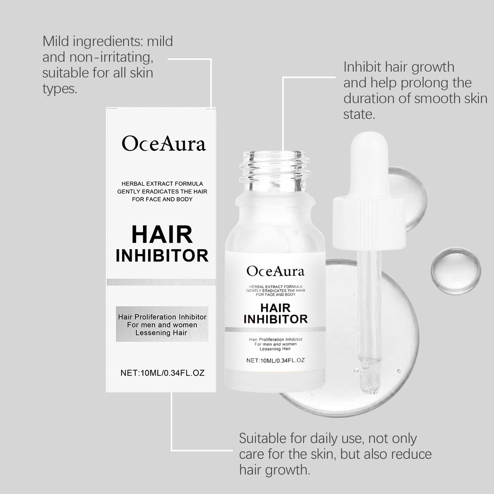 Body Hair Removal Essence for Clean, Silky, Smooth Skin, Gentle & Fast-Absorbing ,10ml