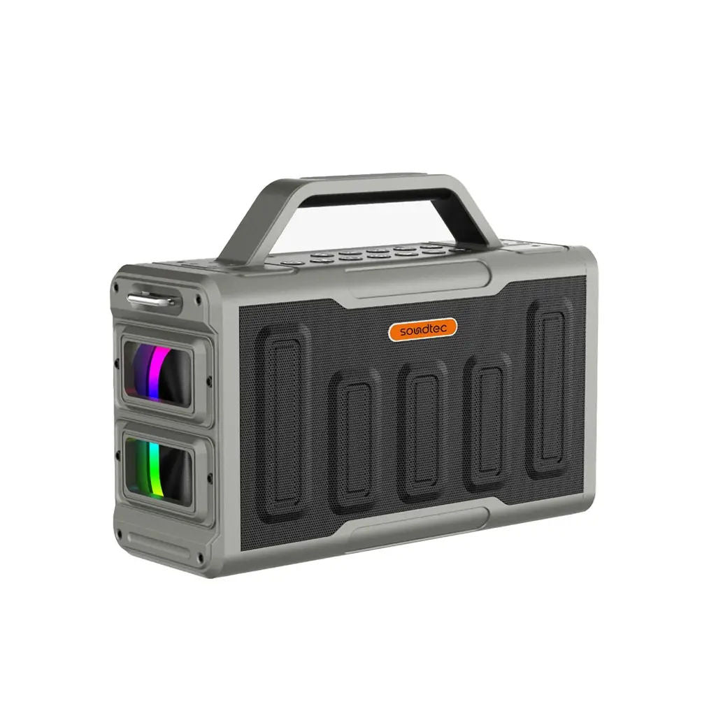 Porodo Soundtec Surge 2.2 Channel Party Speaker 100W, 120W Peak, Bluetooth 5.0, RGB Lights & Power Bank, Black