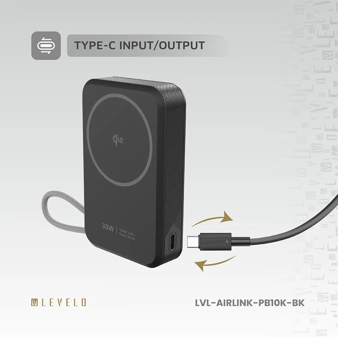 Levelo AirLink 10000mAh MagSafe Power Bank, Built-In Kickstand