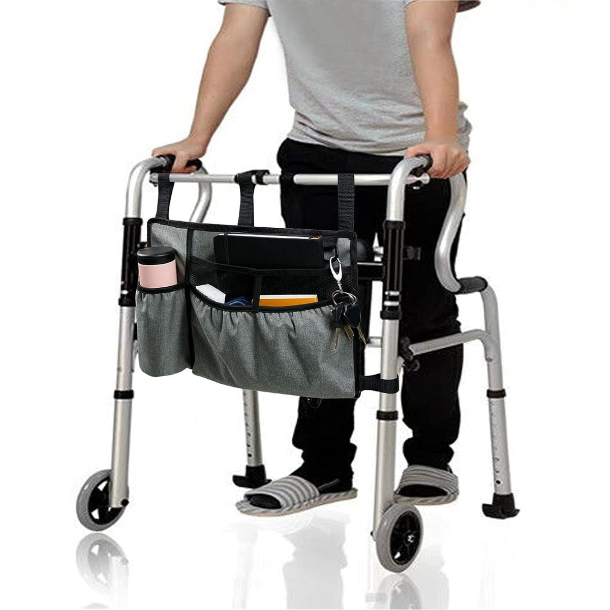 Walker Bag Walker Organizer Pouch Large Capacity Attachments Bags with Cup Holder