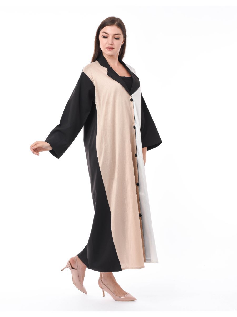 MOiSTREET Coat Style Colorblock Abaya