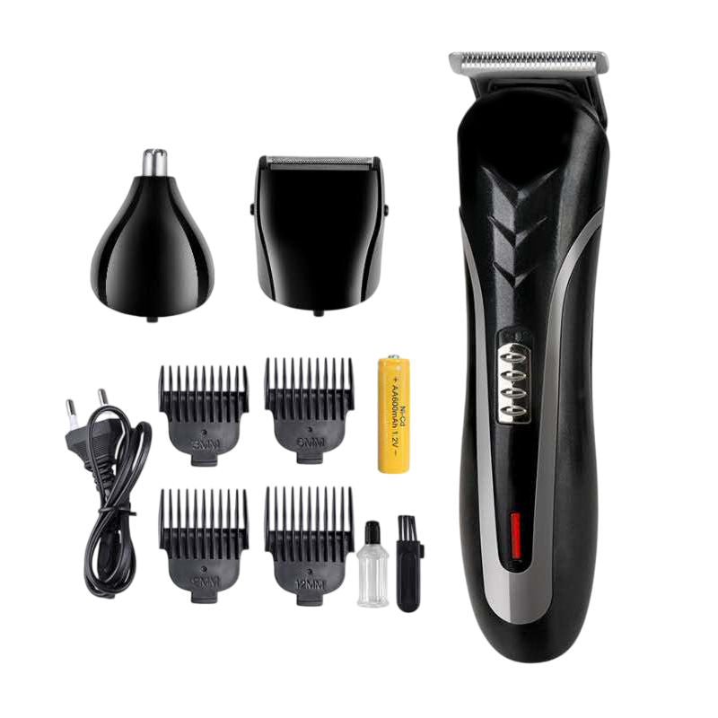 Black Titanium Alloy Hair Clipper Kit USB Rechargeable Trimmer