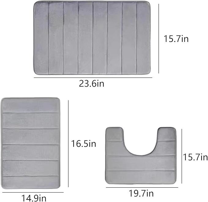 3-Piece Memory Foam Bath Mat Set
