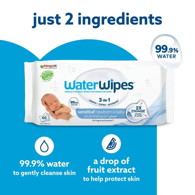 WaterWipes Pure Baby Wipes 720 Wipes – 12 Packs × 60