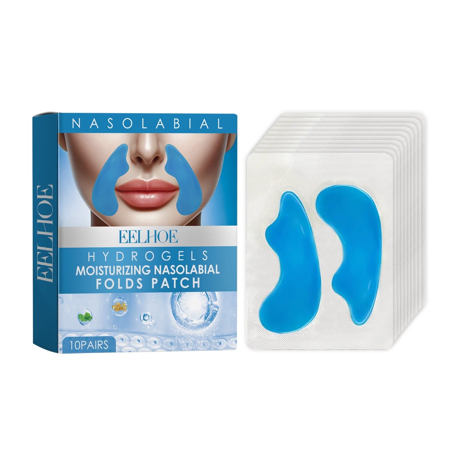 Anti-Wrinkle Nasolabial Patches, Hydrating, Firming, Youthful Skin ,10pairs
