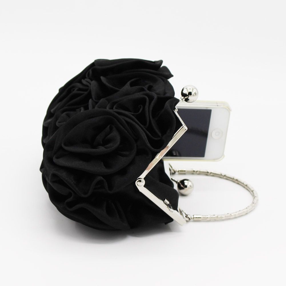 Woman Evening Bag Flower Satin Pouch Clutch Bag for Wedding Party