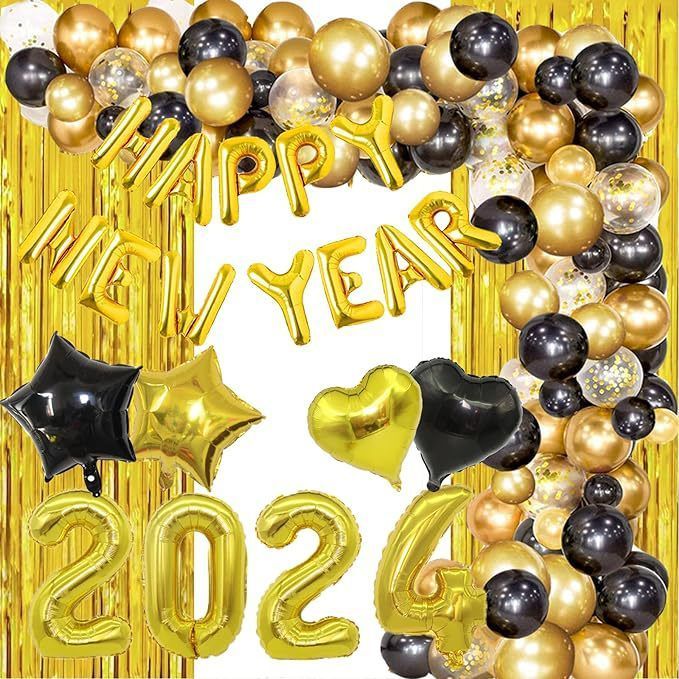 New Year Balloons Set Foil Balloons Party Celebration Decoration Supplies Set