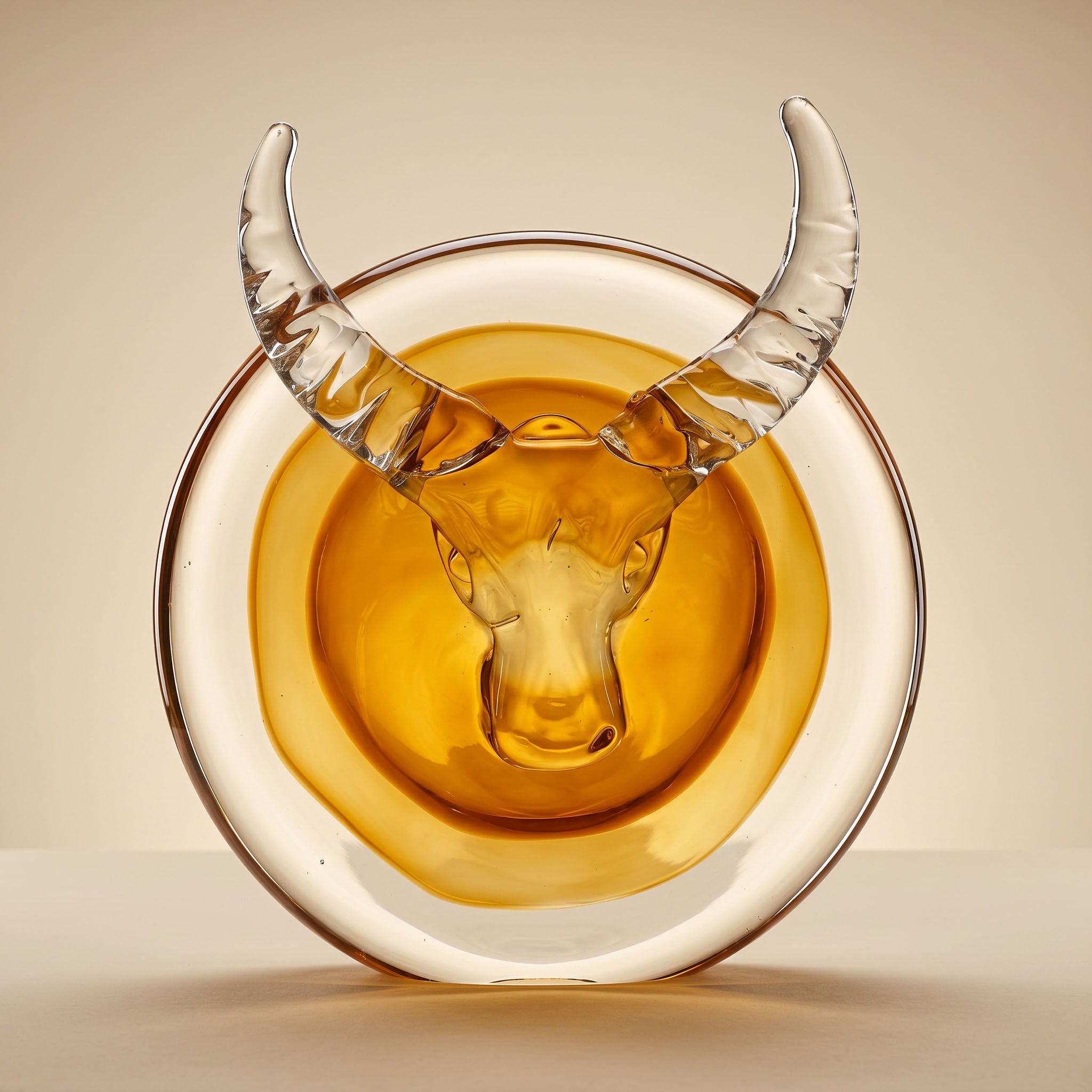 Tati deco Murano glass taurus face medallion