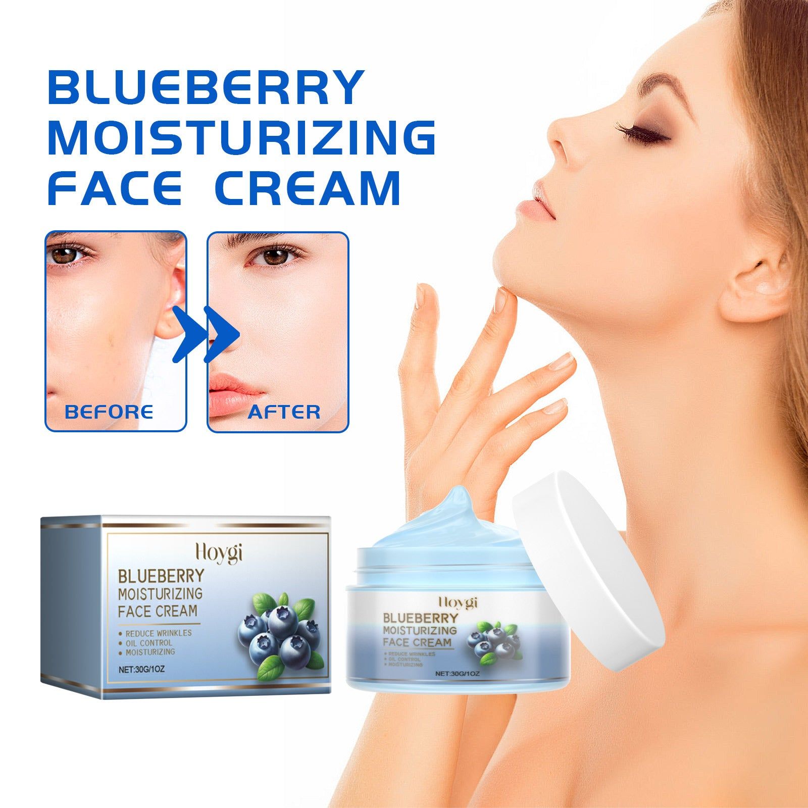 Blueberry Brightening Cream, Anti-Aging, Hydrating, Lighten Skin Tone, Wrinkle Repair ,30g