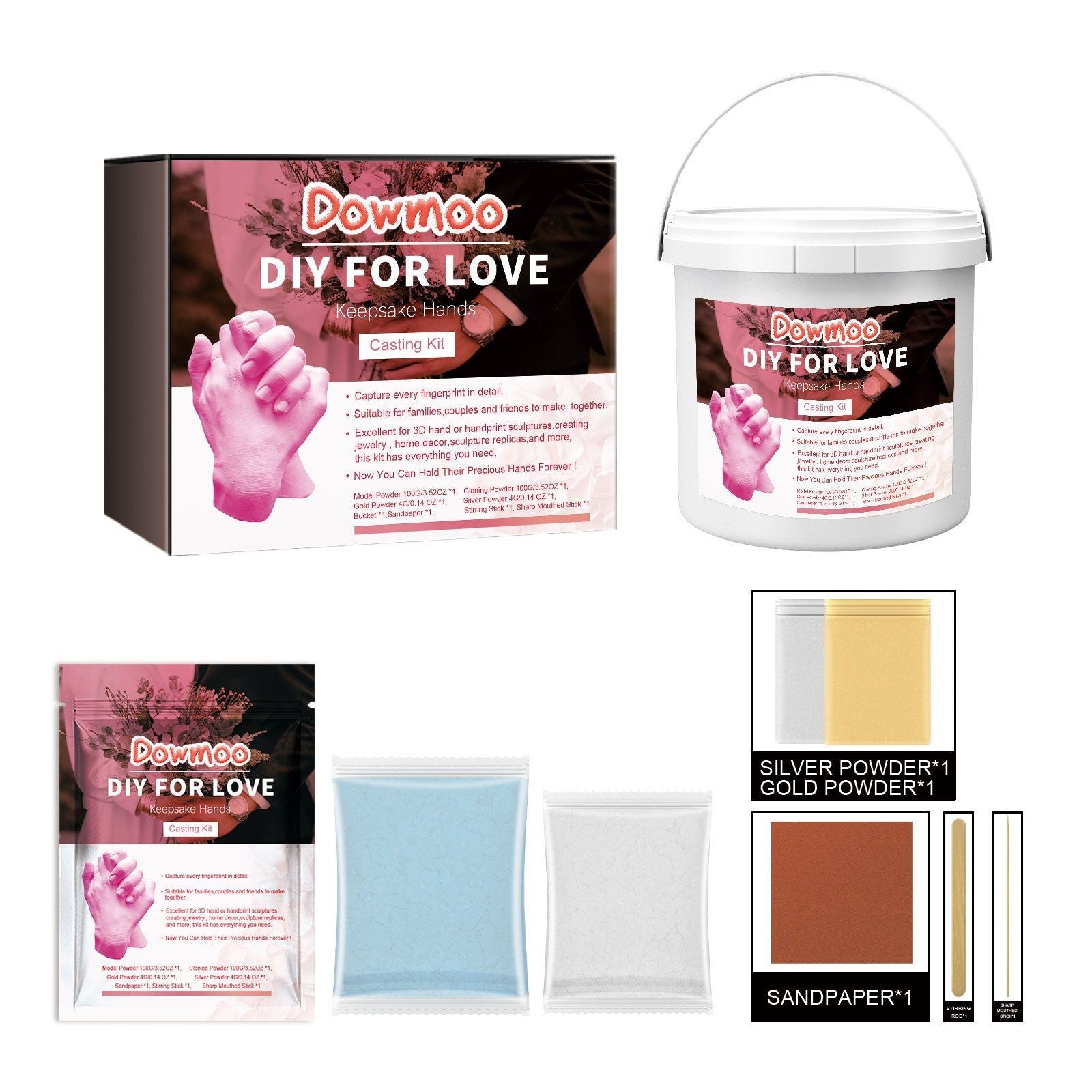 Create Unique Handmade Souvenir for Couples, 3D Hand and Foot Casting Kit ,1set