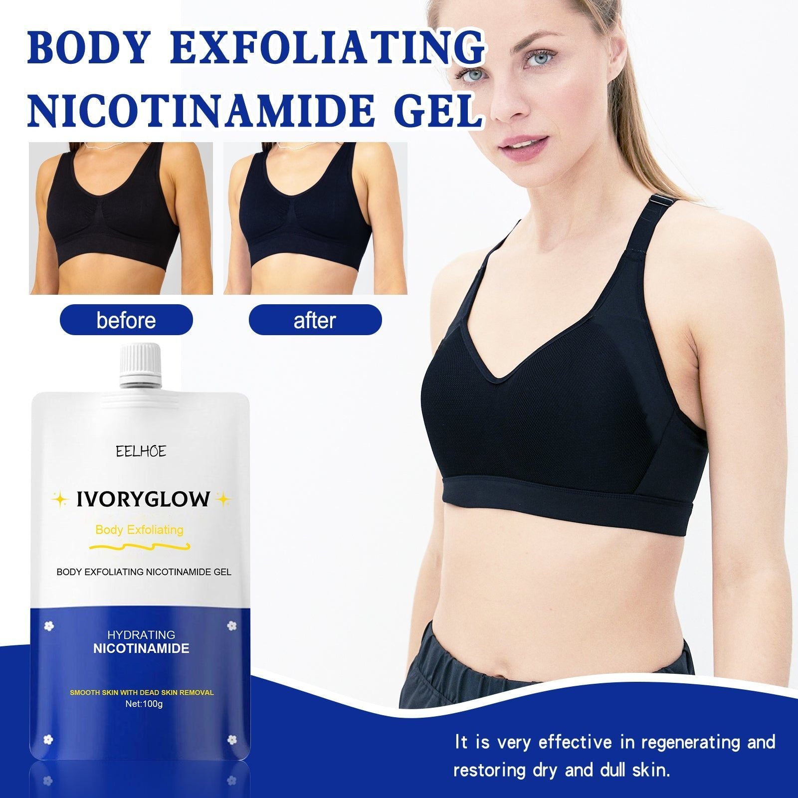 Brighten Skin with Body Exfoliating Niacinamide Gel, Fade Dark Spots, Deep Clean ,100g