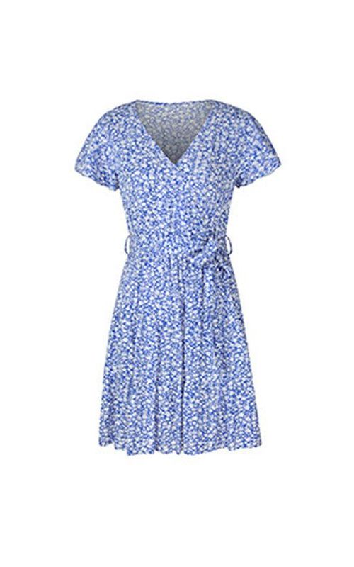 Floral V Neck Mini Dress Sexy Wrap Dress Women Flowy Short Sleeve Sundress