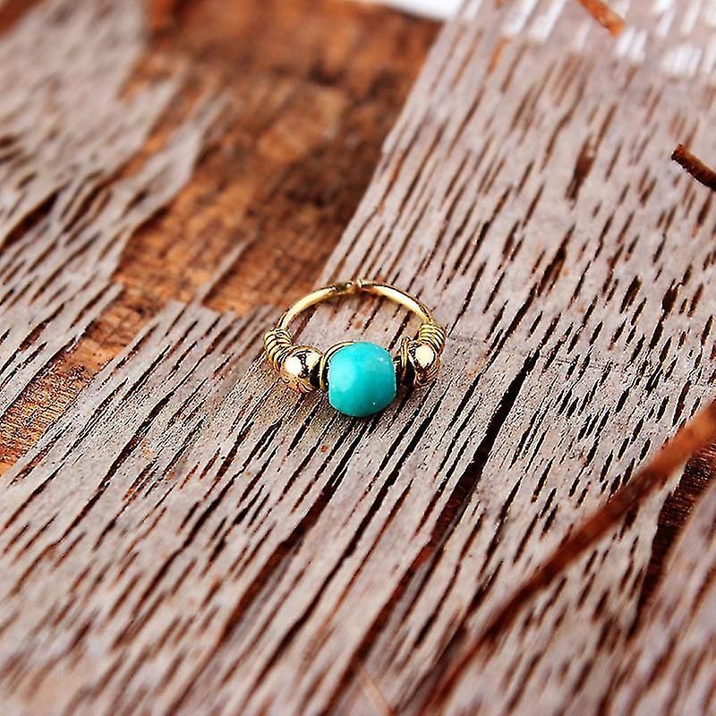 Stainless Steel Nose Piercing Ring Imitation Turquoise Wire Nose Rings Hoop Nose Earring10pcs