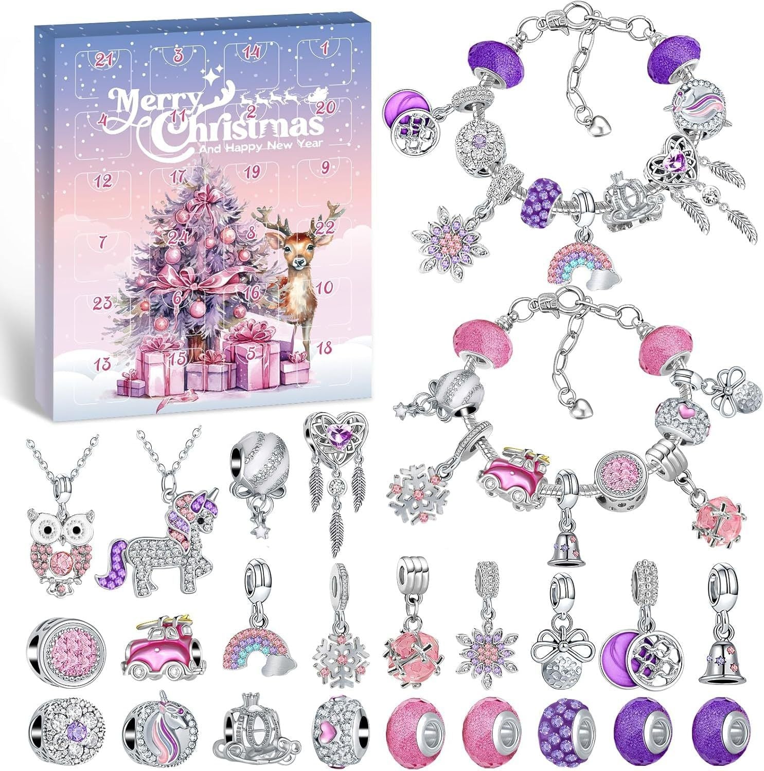 Advent Calendar Christmas Calendar Jewelry DIY Girls Bracelets Necklaces Gifts