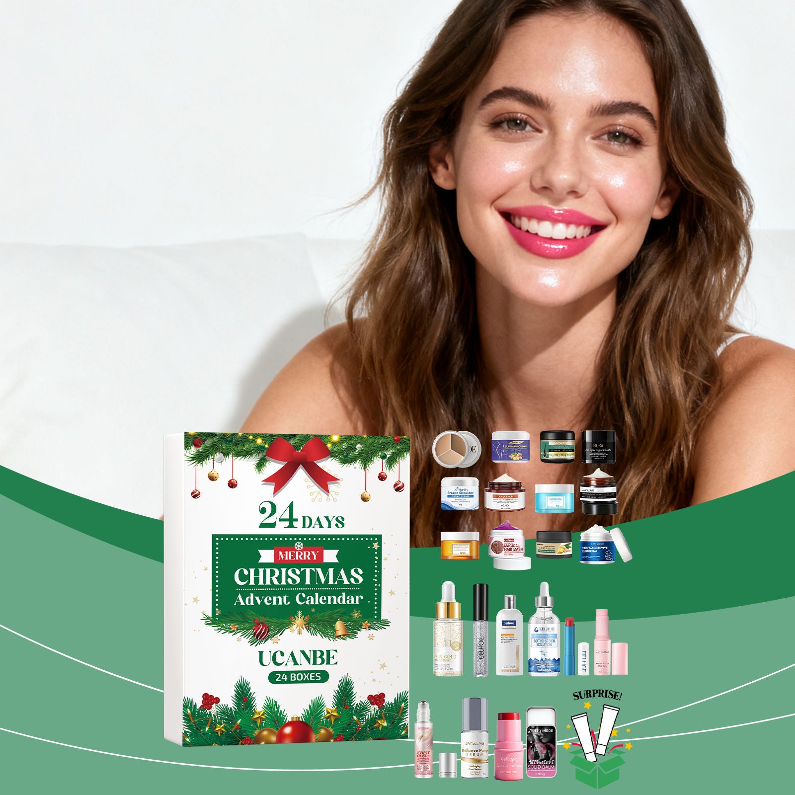 Christmas Surprise Blind Box, Skincare & Makeup, Moisturizing Facial Care, Holiday Beauty Countdown ,24 boxes