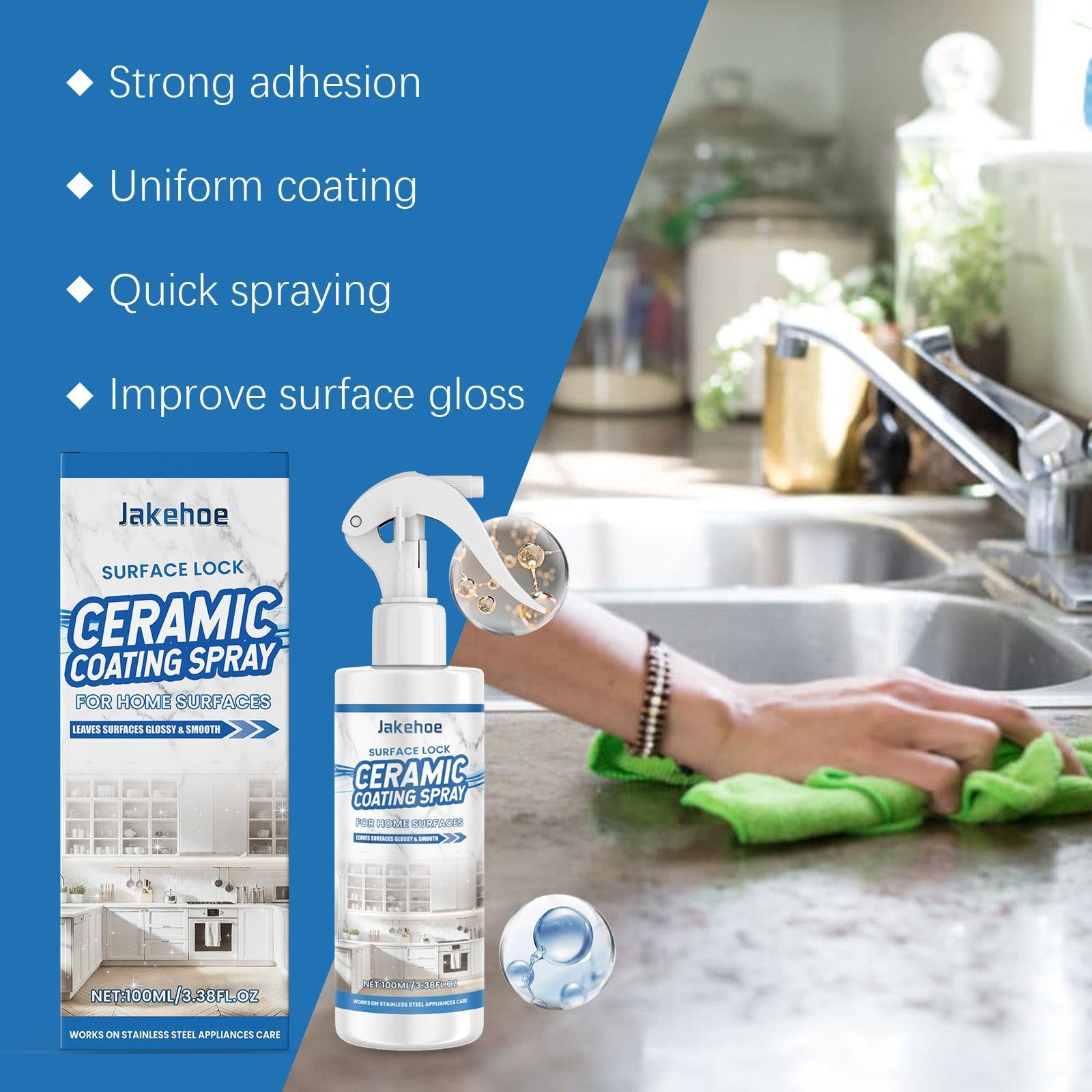 Ceramic Coating Spray, Household Goods, Waterproof, Stain-Resistant, Easy Clean ,100ml