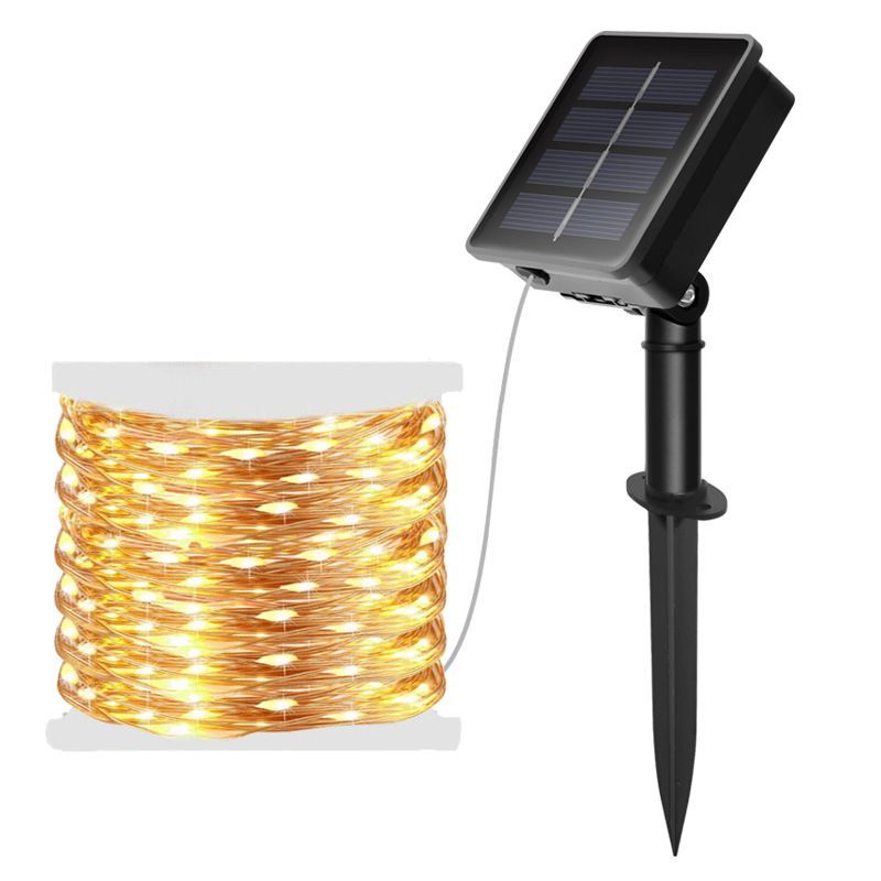Outdoor Solar Copper Wire Lights Waterproof Fairy String Lamp With 8 Modes