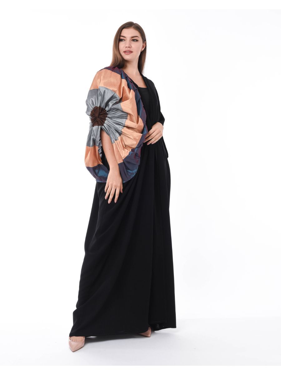 MOiSTREET Uniquely Styled Black Abaya