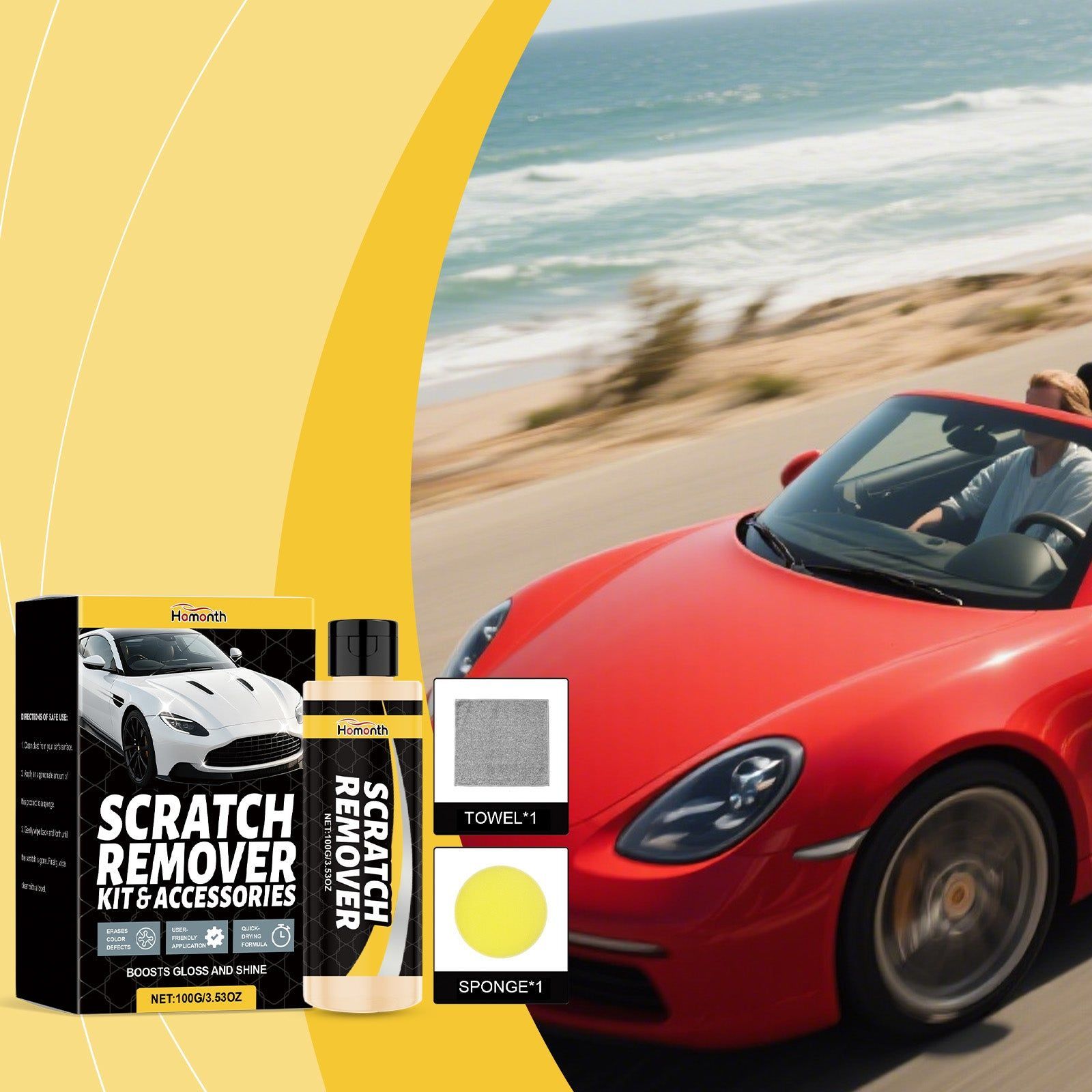Car Care Scratch Remover Kit, Easy Paint Surface Gloss Restoration, Daily Car Cleaning ,1set