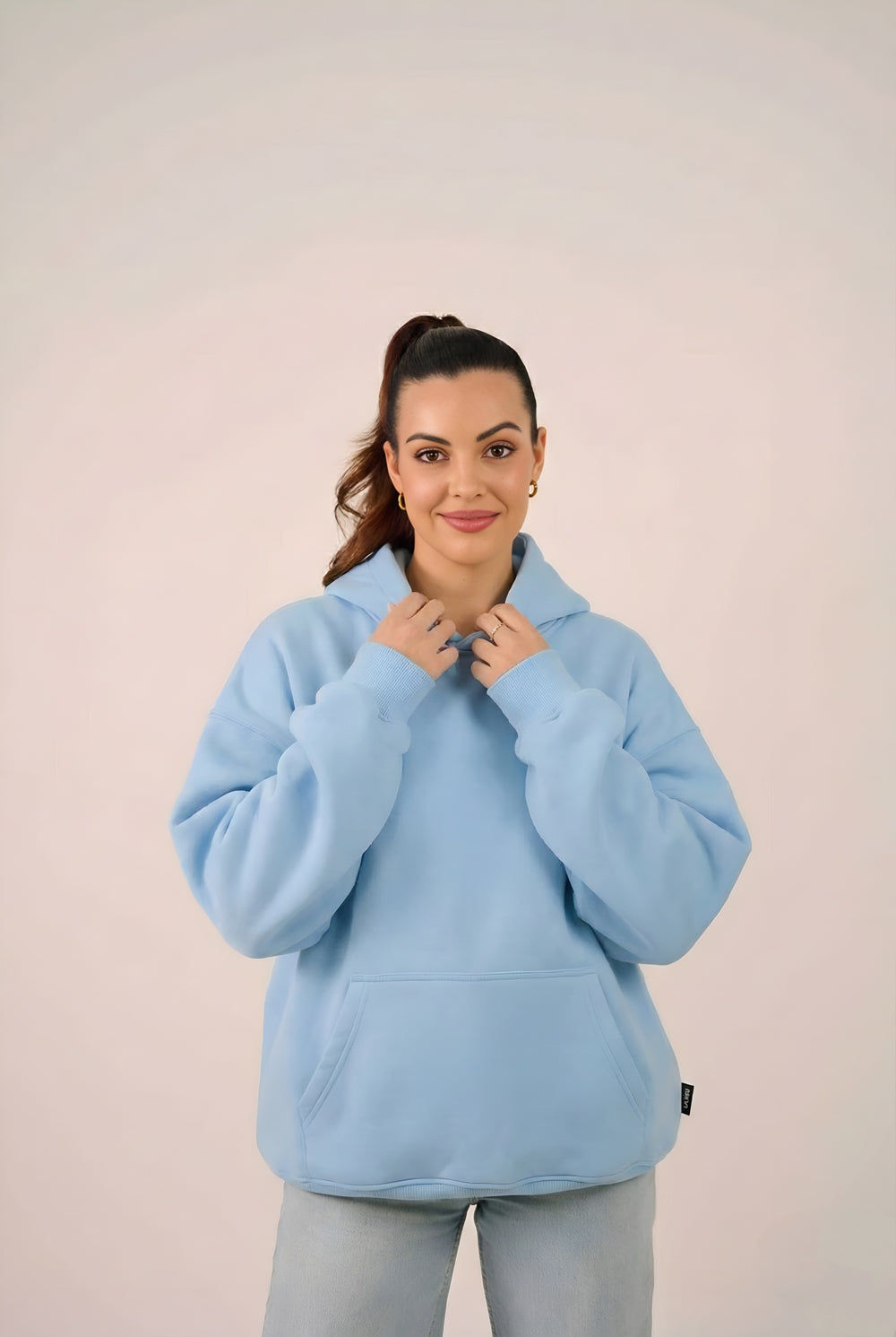 سترة مولو كلاسيكية بقلنسوة كبيرة الحجم - أزرق