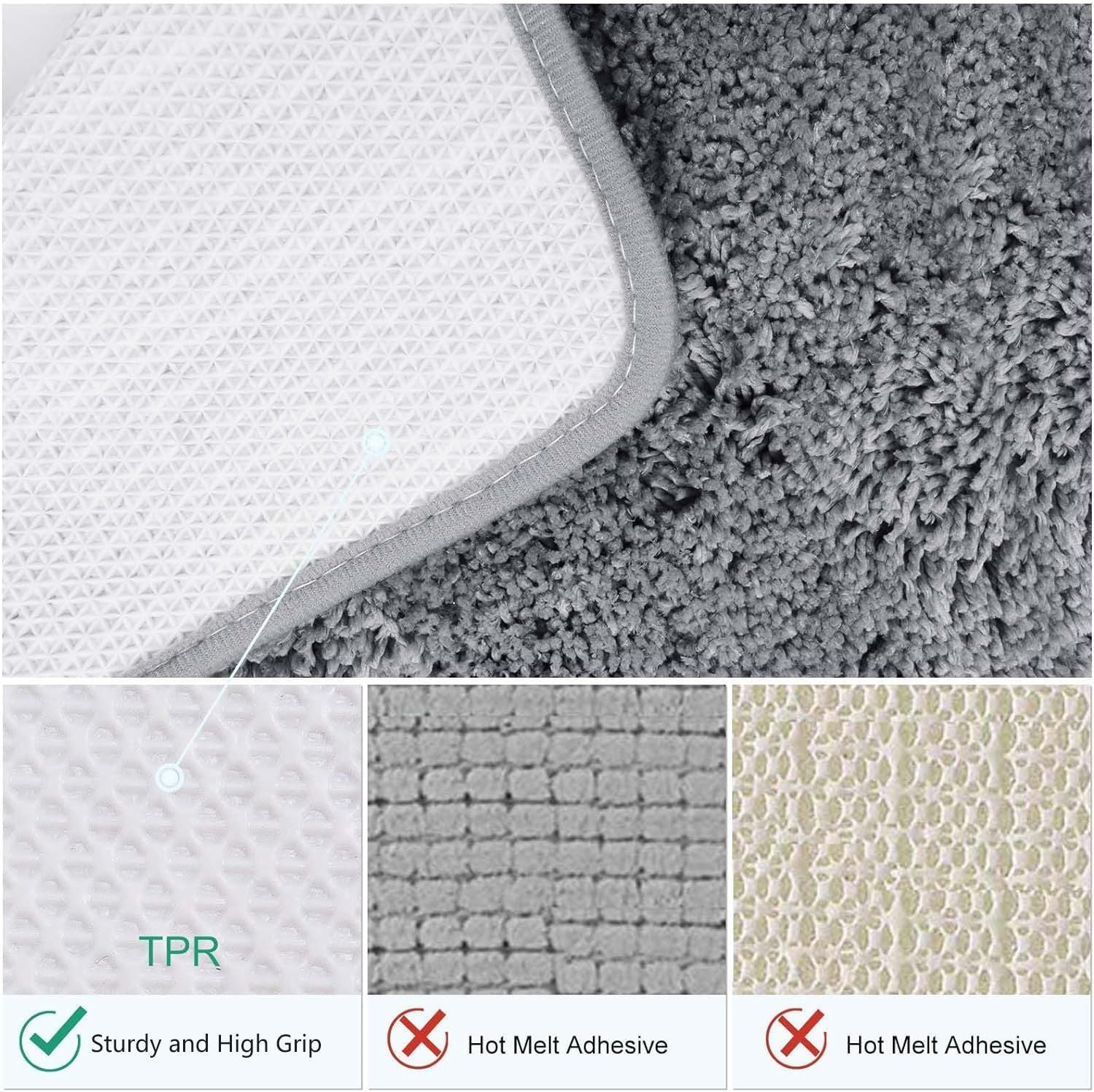 AIESY® Seavish Shaggy L-Shaped Non Slip Corner Bath Mat